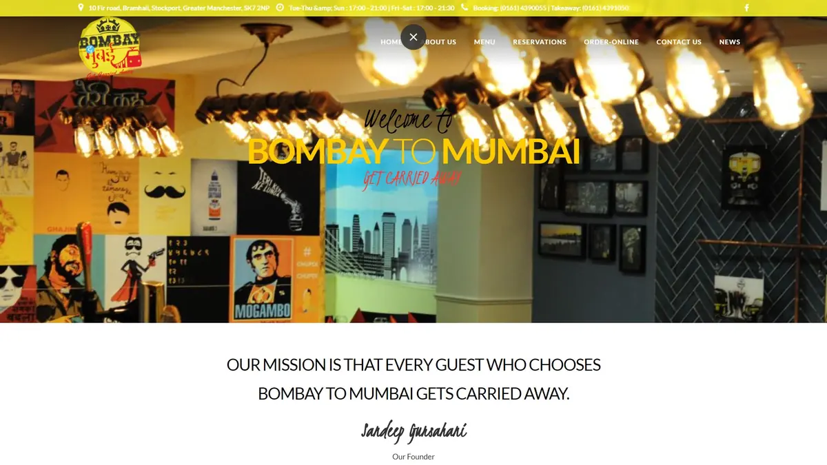 Bombay to Mumbai brand website home page